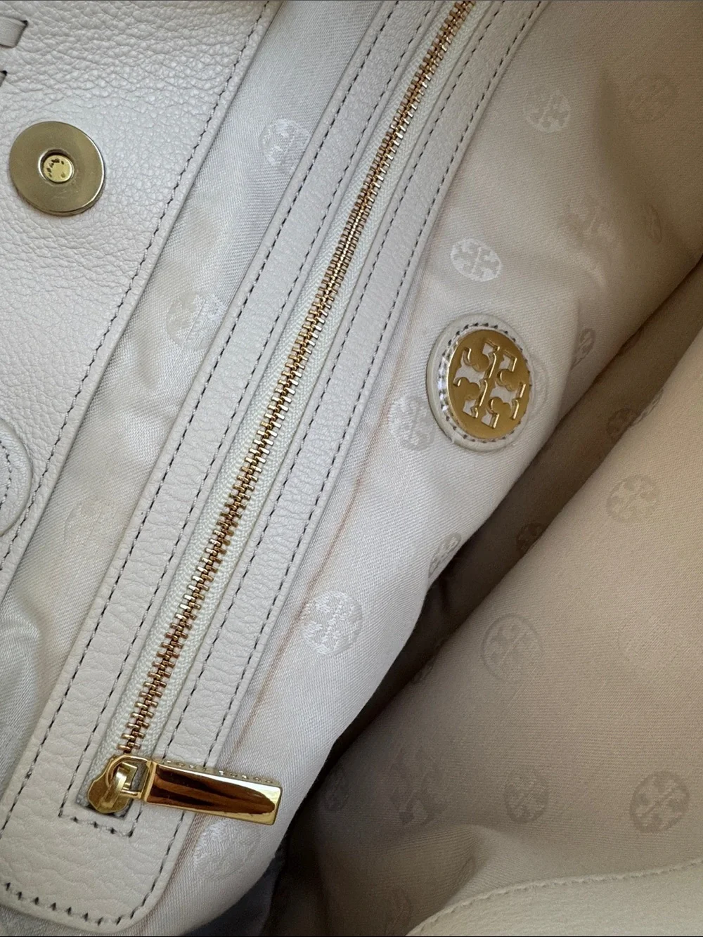 Tory Burch White Leather Chain-Handle Tote with